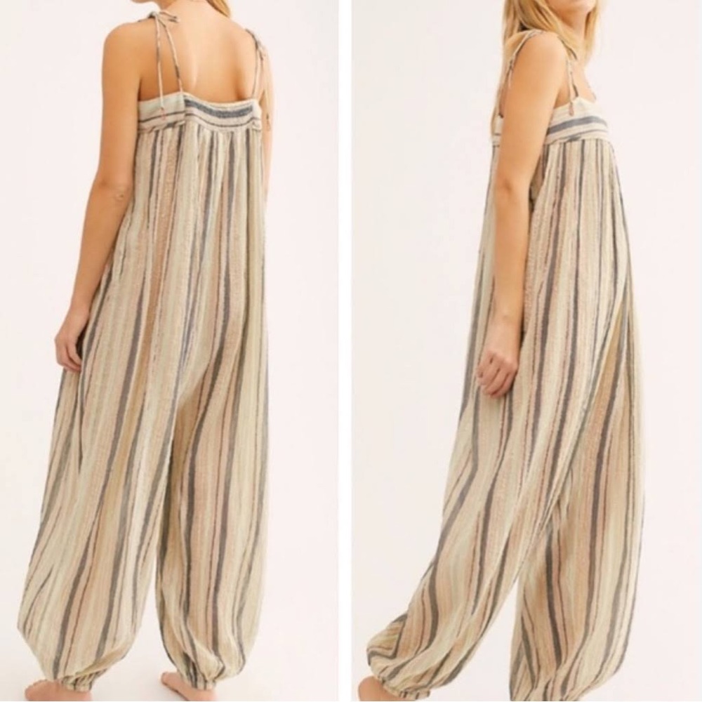 Free People Harem Lurex metallic stripe jumpsuit